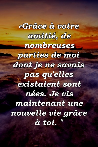 «Grâce à votre amitié, de nombreuses parties de moi dont je ne savais pas qu