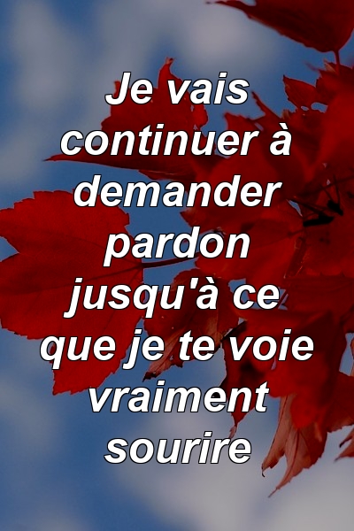 Je vais continuer à demander pardon jusqu